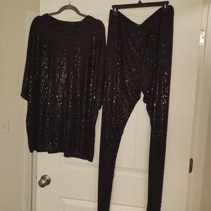 Fashion Nova Two piece black sequins set size 3x